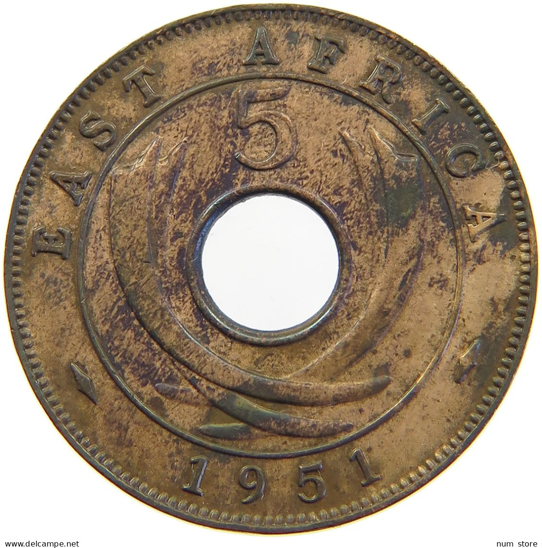 EAST AFRICA 5 CENTS 1951 GEORGE VI. (1936-1952) #MA 065521 - British Colony