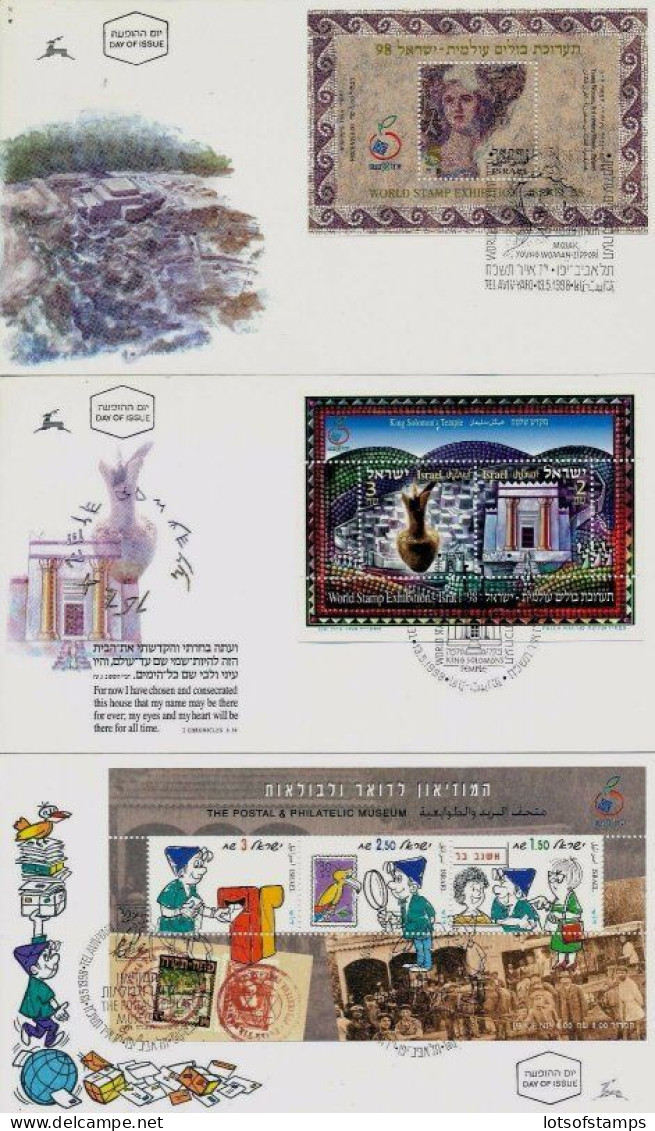 ISRAEL 1998 FDC YEAR SET WITH S/SHEETS - SEE 7 SCANS - Cartas & Documentos