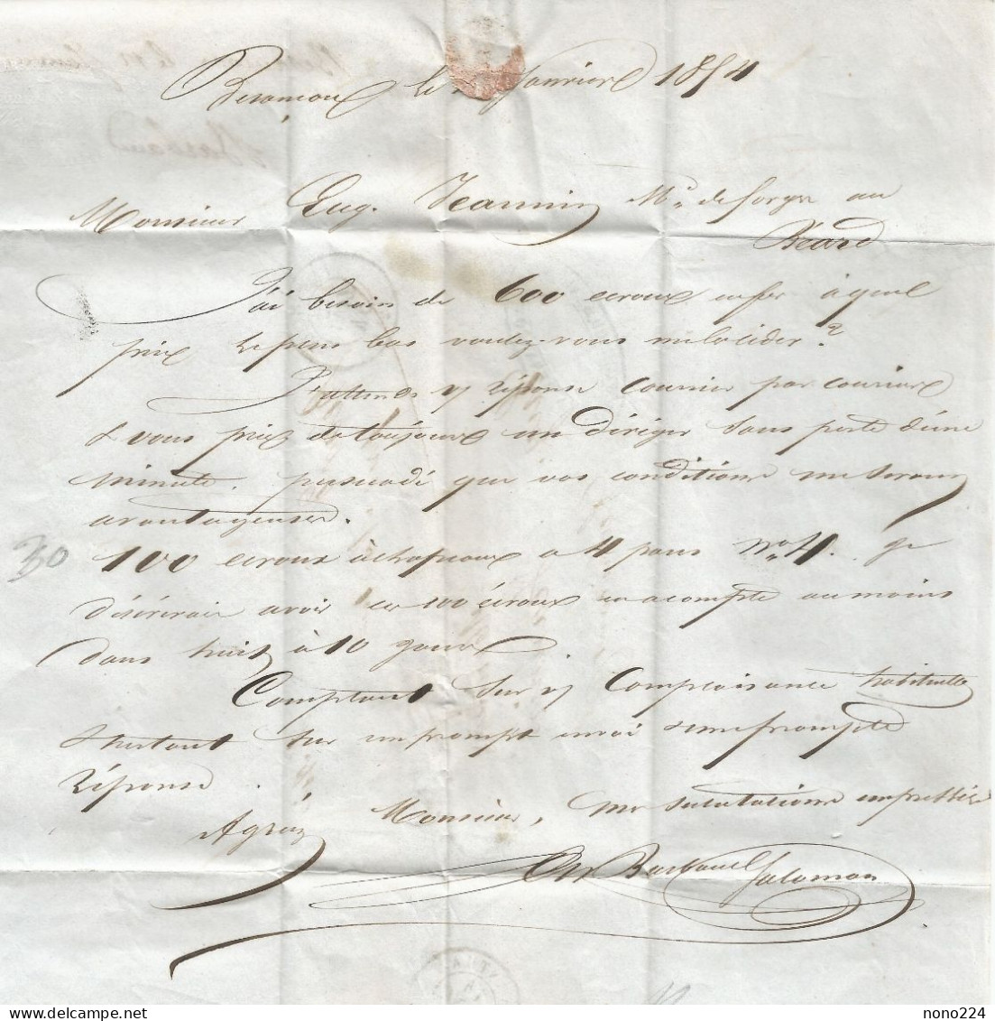 Lettre De 1854 ( Besancon ) - Ohne Zuordnung