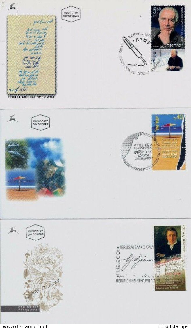 ISRAEL 2001 FDC COMPLETE YEAR SET WITH S/SHEETS - SEE 10 SCANS