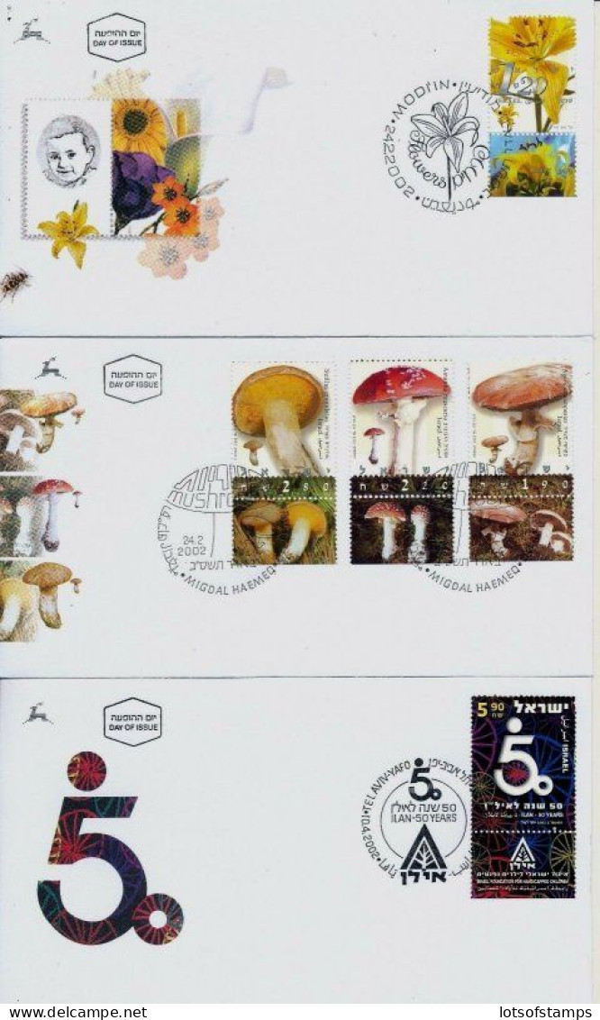 ISRAEL 2002 FDC COMPLETE YEAR SET WITH S/SHEETS - SEE 8 SCANS - Briefe U. Dokumente