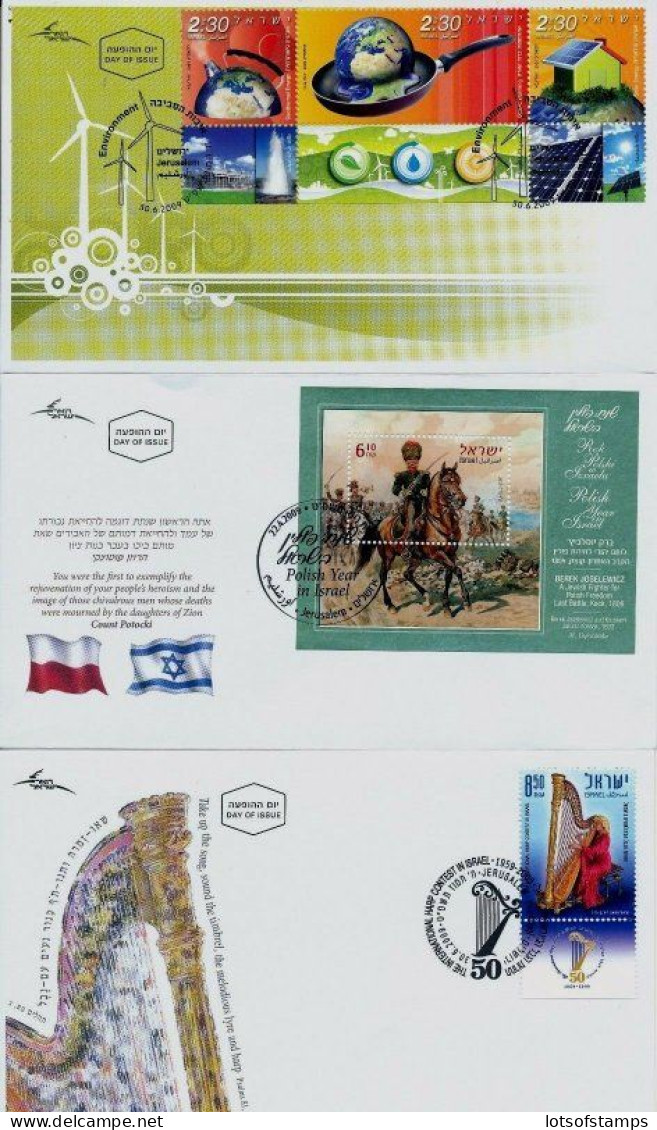 ISRAEL 2009 FDC COMPLETE YEAR SET WITH S/SHEETS - SEE 8 SCANS - Covers & Documents