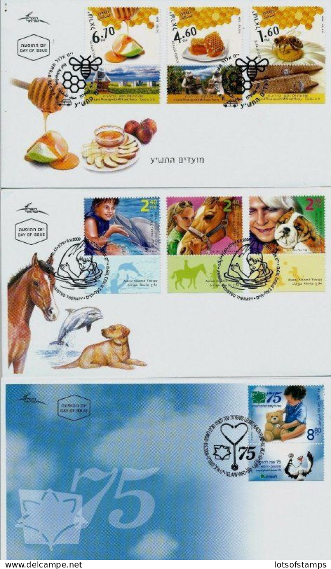 ISRAEL 2009 FDC COMPLETE YEAR SET WITH S/SHEETS - SEE 8 SCANS