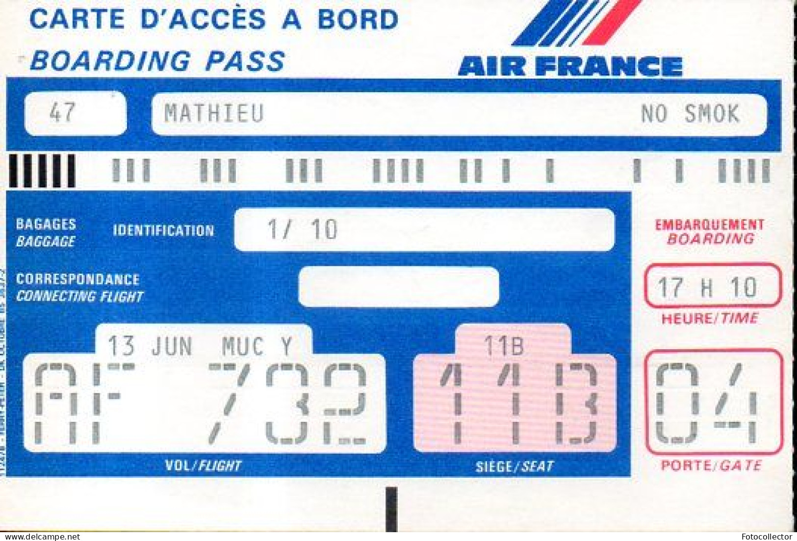 Carte D'accès à Bord Air France - Cartes D'embarquement