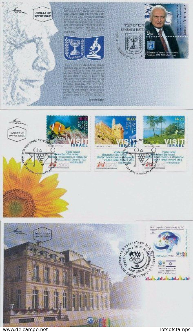 ISRAEL 2011 FDC COMPLETE YEAR SET WITH S/SHEETS SEE 12 SCANS