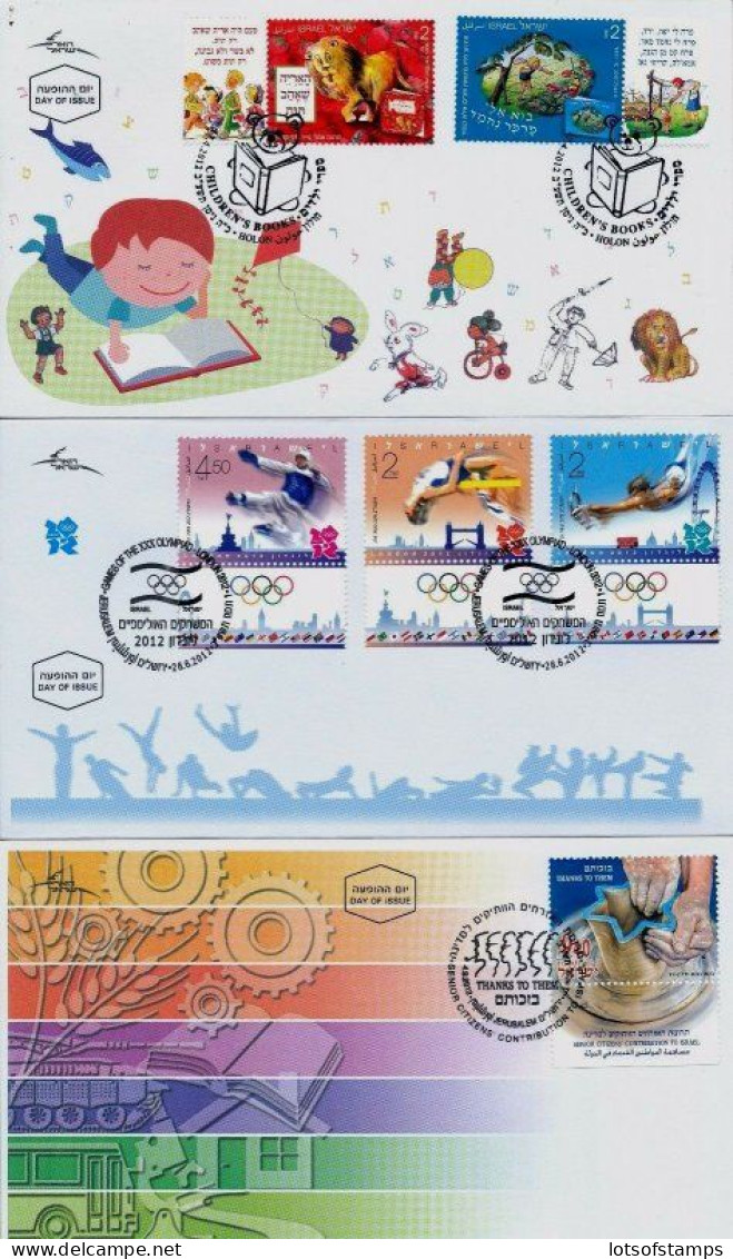 ISRAEL 2012 FDC COMPLETE YEAR SET WITH S/SHEETS SEE 11 SCANS