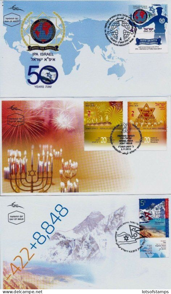 ISRAEL 2012 FDC COMPLETE YEAR SET WITH S/SHEETS SEE 11 SCANS