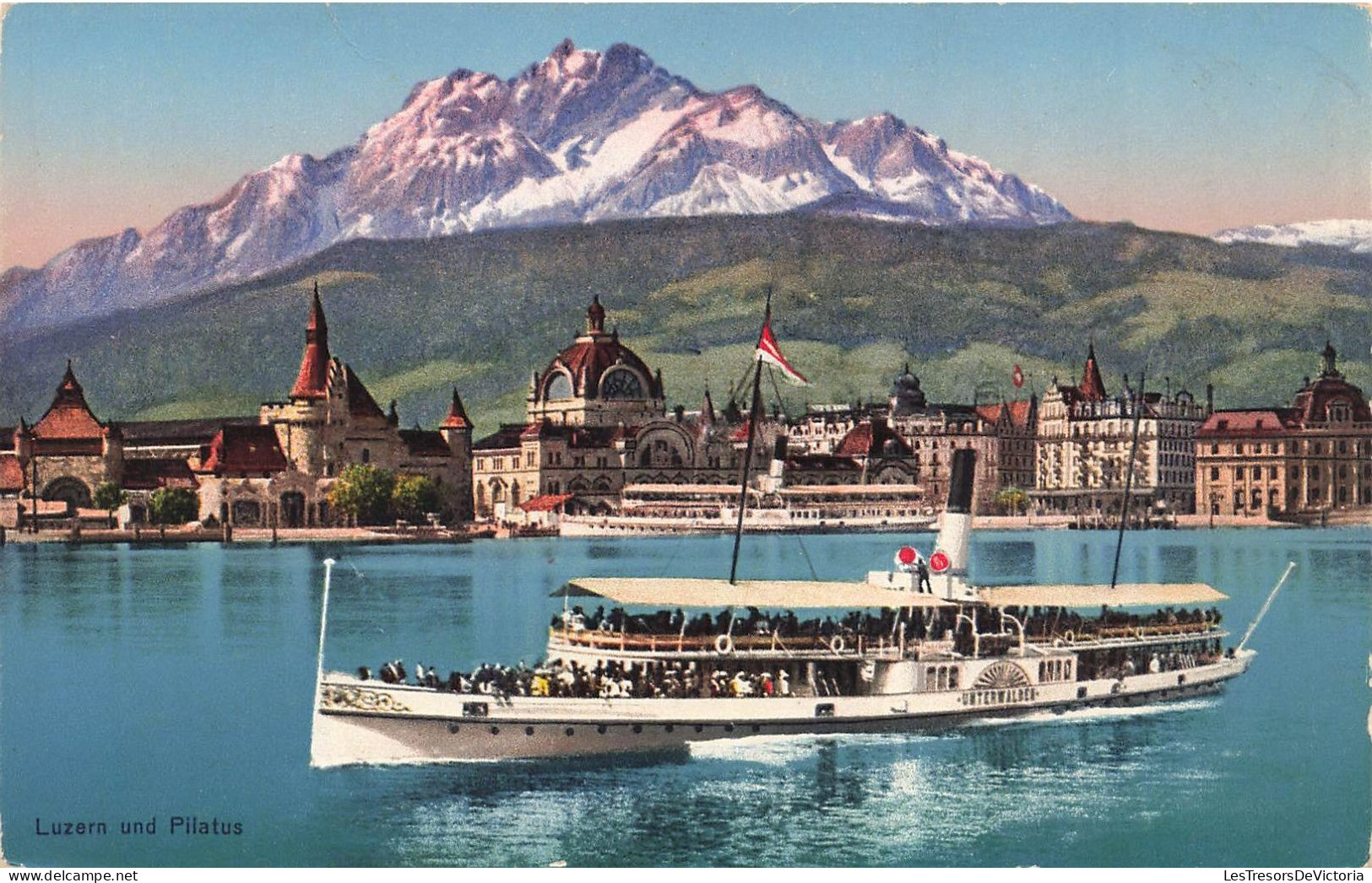 SUISSE - Luzern Und Pilatus - Ferry - Touristes - Lac - Ville - Carte Postale Ancienne - Lucerne