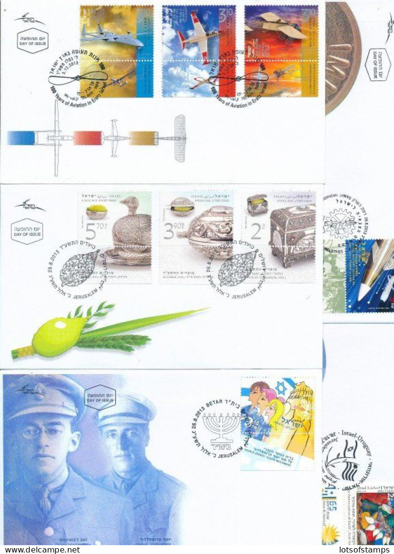 ISRAEL 2013 FDC COMPLETE YEAR SET WITH S/SHEETS SEE 7 SCANS