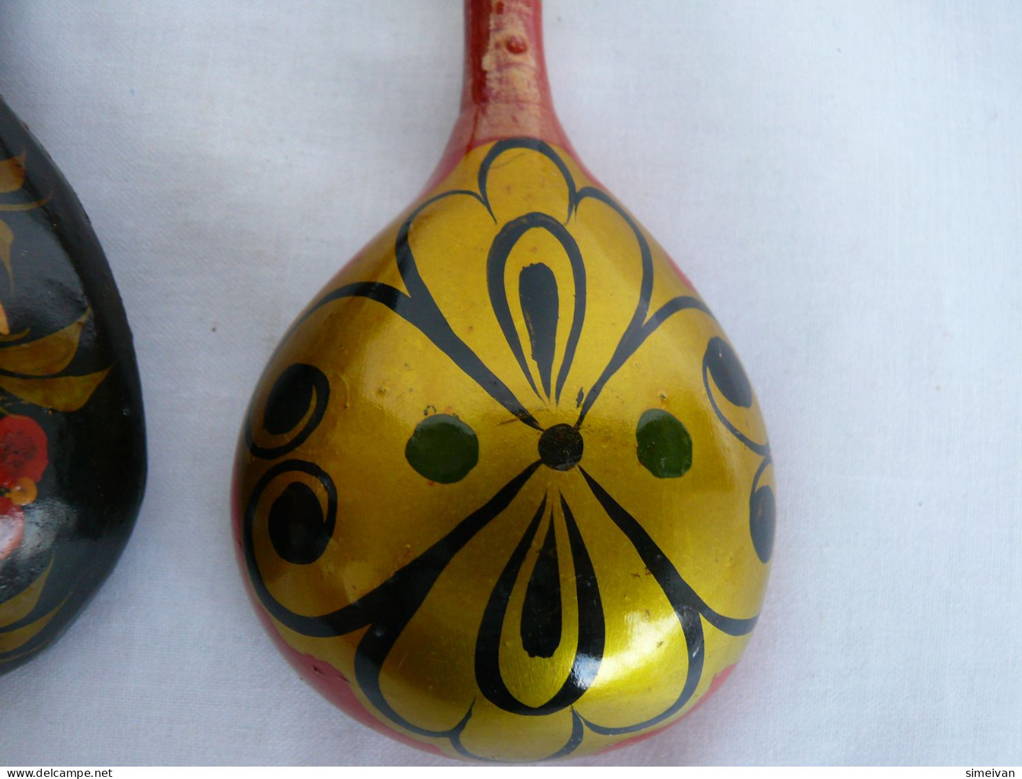 Vintage Khokhloma Wooden Spoons Hand Painted in Russia Russian Art #2191