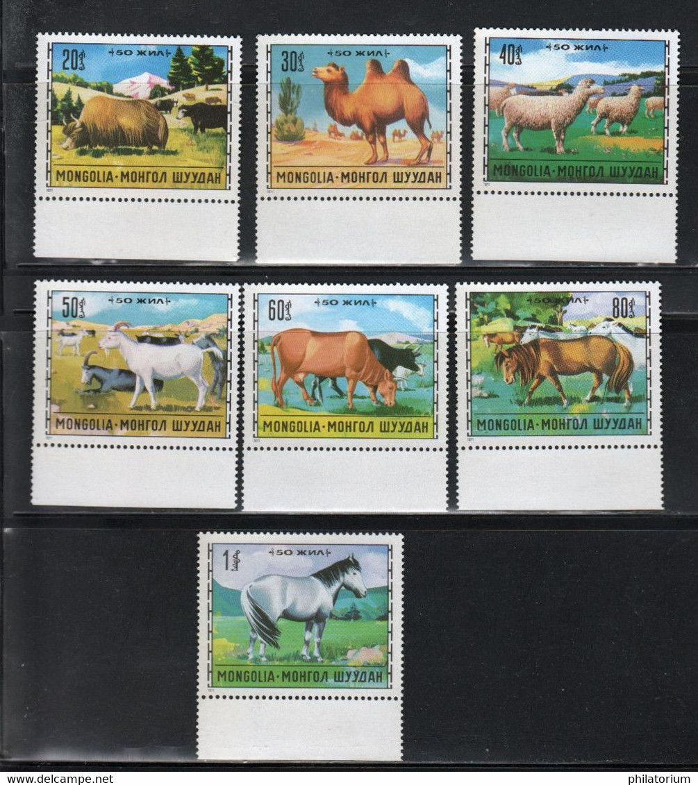 Mongolie; **; Yv N° 589 à 595; Mi 660 à 666; Sg  635 à 641; élevage, Animaux, Yak, Chameau, Mouton, Cheval - Mongolie