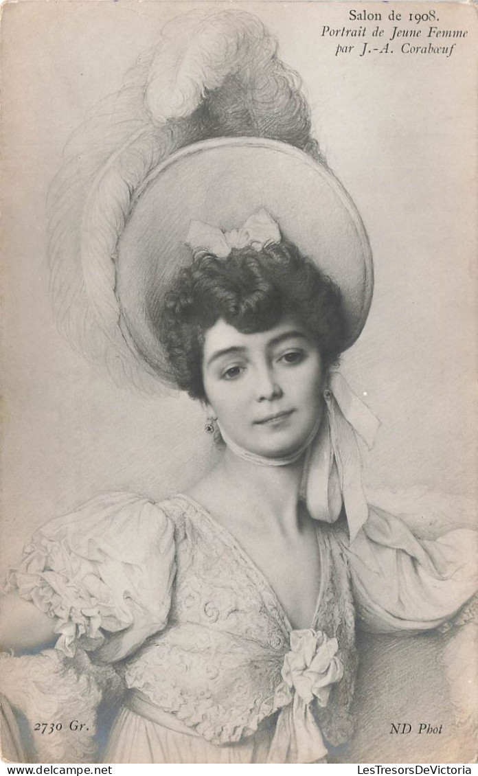 MUSEE - Salon De 1908 - Portrait De Jeune Femme Par J A Coraboeuf - Carte Postale Ancienne - Museum