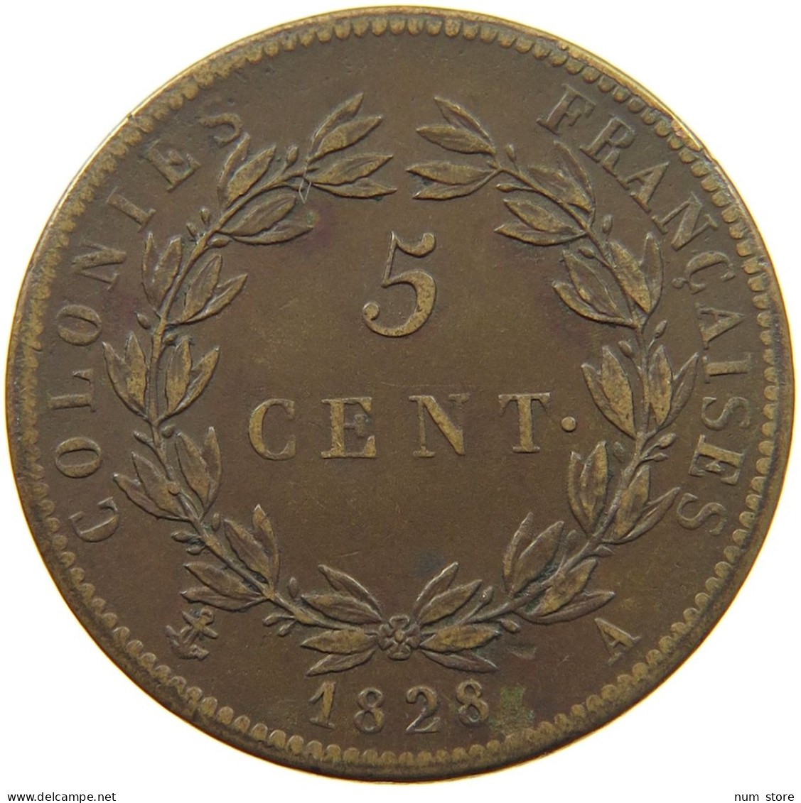 FRANCE - KOLONIEN 5 CENTIMES 1828 KARL X. #MA 001697 - Colonie Francesi (1817-1844)