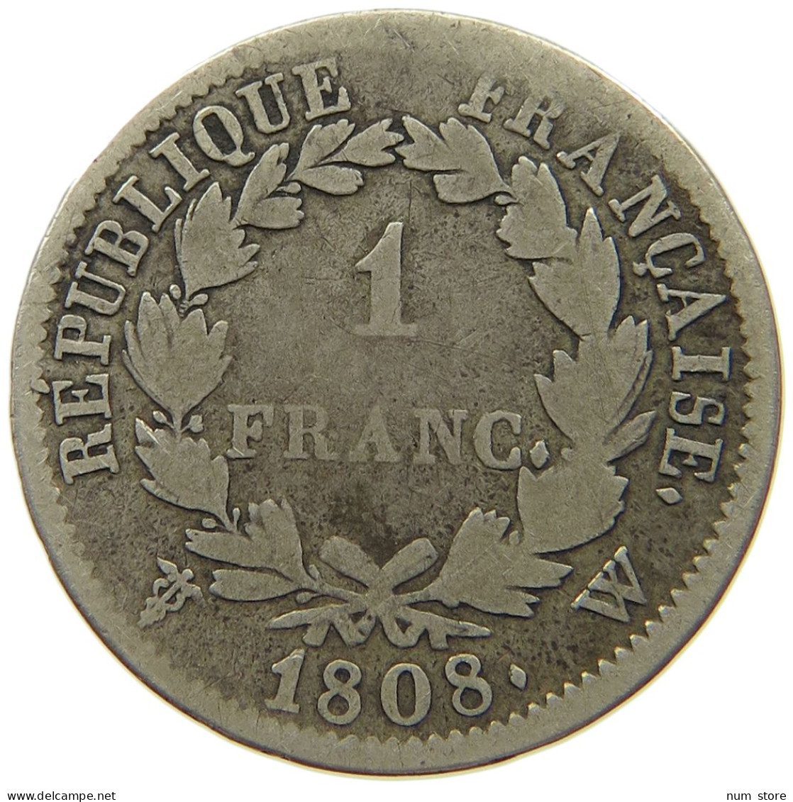 FRANCE FRANC 1808 W NAPOLEON I. (1804-1814, 1815) #MA 000103 - 1 Franc