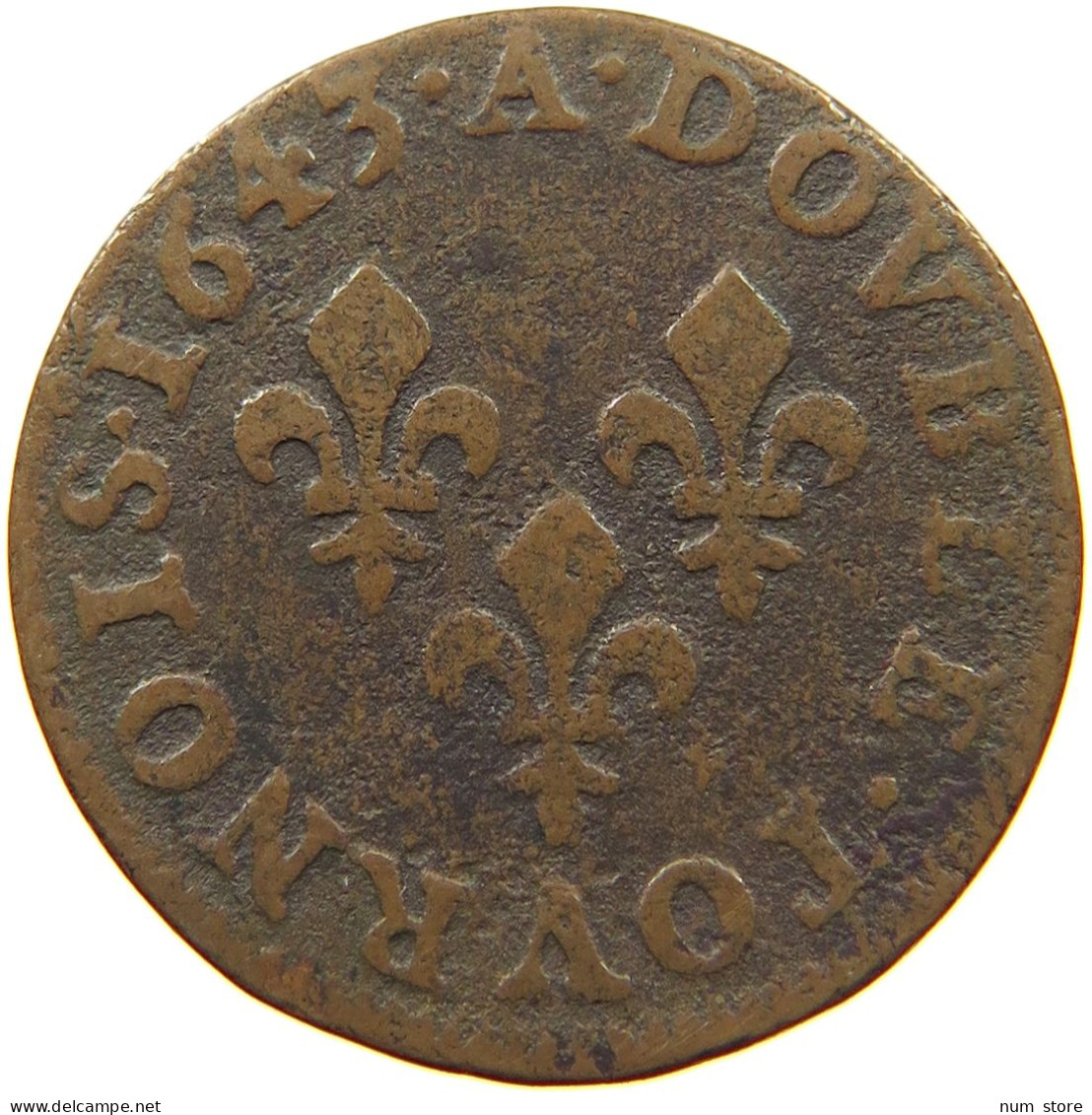 FRANCE DOUBLE TOURNOIS 1643 A LOUIS XIII #MA 001669 - 1610-1643 Lodewijk XIII Van Frankrijk De Rechtvaardige