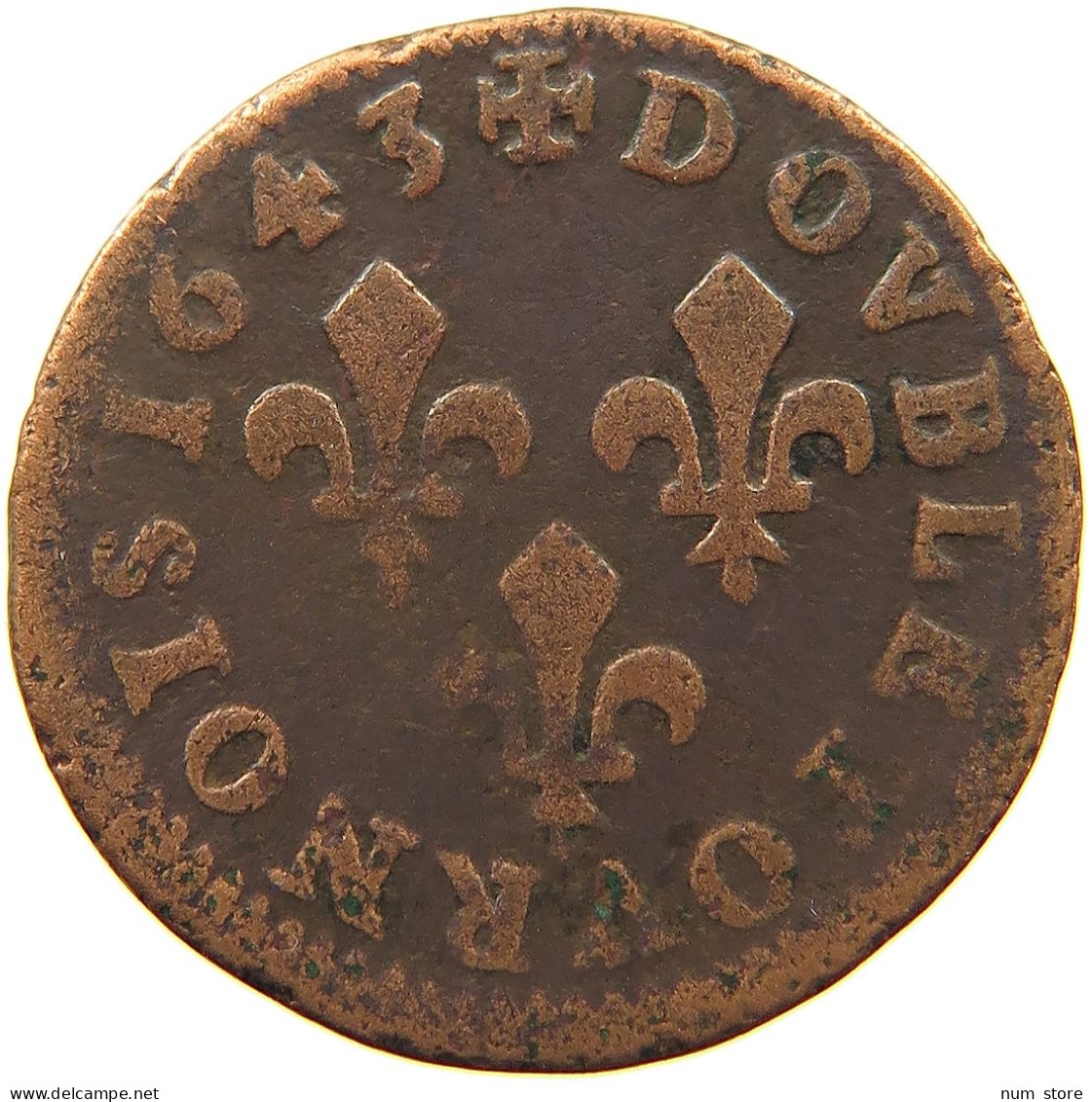 FRANCE DOUBLE TOURNOIS 1643 LOUIS XIII. (1610–1643) #MA 100806 - 1610-1643 Luis XIII El Justo