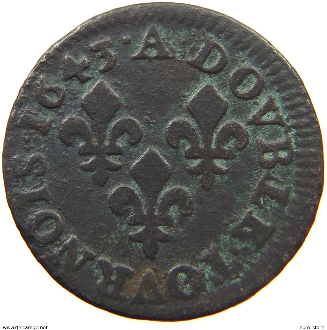 FRANCE DOUBLE TOURNOIS 1643 A LOUIS XIII #MA 001676 - 1610-1643 Lodewijk XIII Van Frankrijk De Rechtvaardige