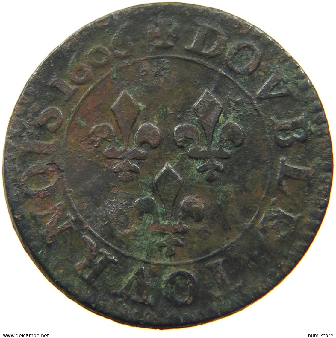 FRANCE DOUBLE TOURNOIS 1606 HENRY IV 1606 #MA 001674 - 1589-1610 Henri IV Le Vert-Galant