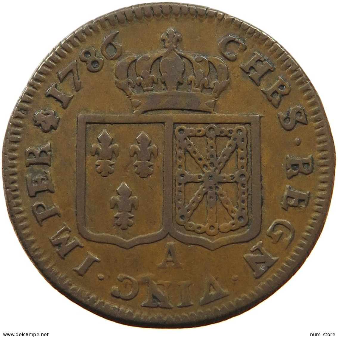 FRANCE DOUBLE LOUIS 1786 A LOUIS XVI. 1774-1792 PATTERN DOUBLE STRUCK, BRONZE #MA 014665 - 1774-1791 Luigi XVI