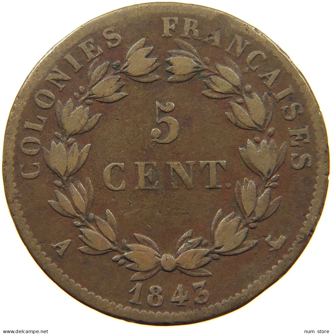 FRANCE COLONIES 5 CENTIMES 1843 A  #MA 021722 - Colonies Générales (1817-1844)