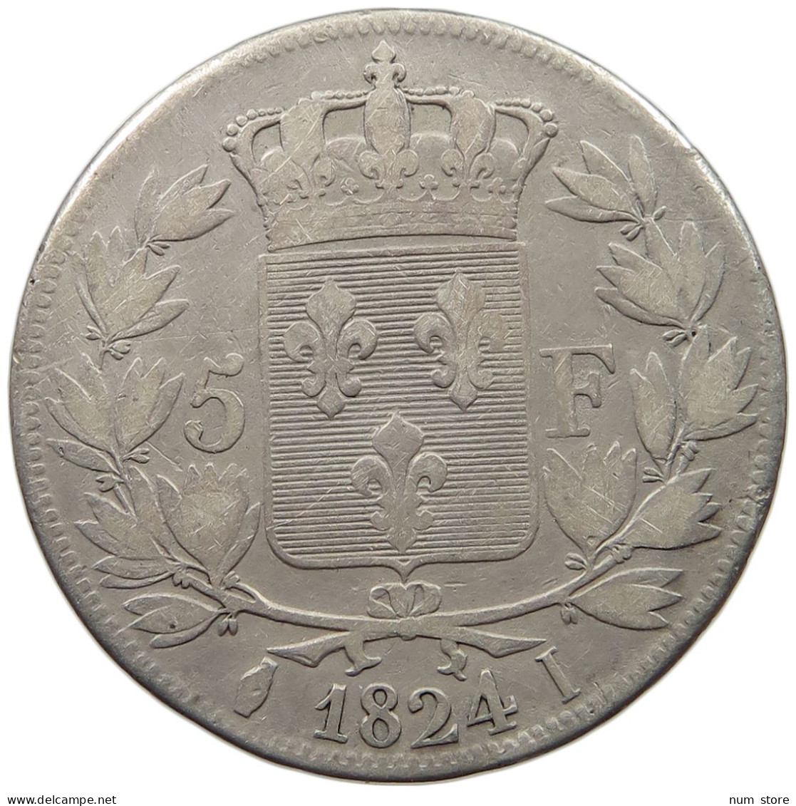 FRANCE 5 FRANCS 1824 I LOUIS XVIII. LIMOGES #MA 020835 - 5 Francs