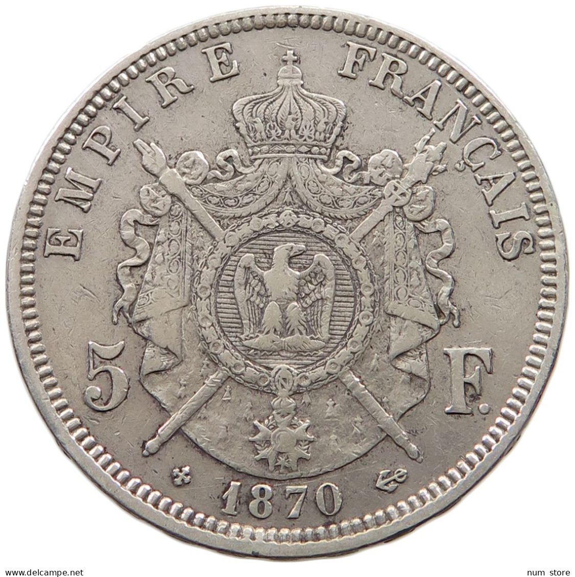 FRANCE 5 FRANCS 1870 BB NAPOLEON III, BB (STRASBURG), #MA 000959 - 5 Francs