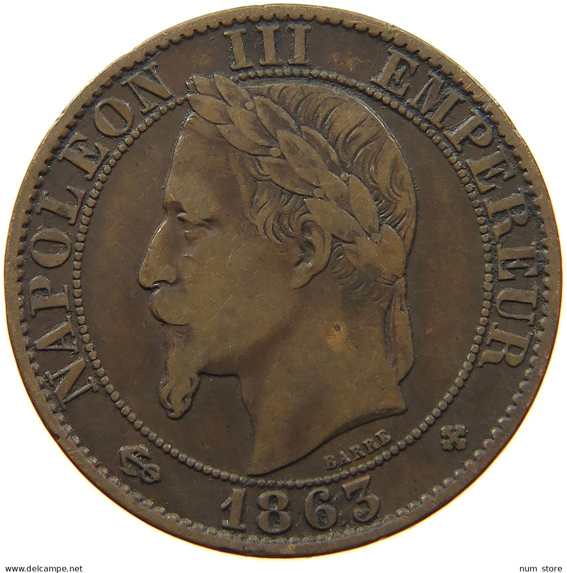 FRANCE 5 CENTIMES 1863 BB NAPOLEON III. (1852-1870) #MA 101091 - 5 Centimes