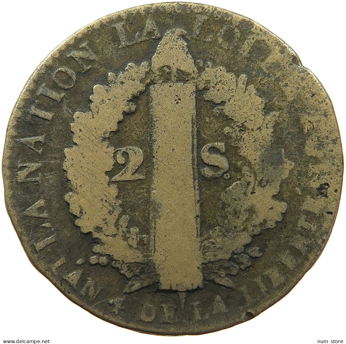 FRANCE 2 SOLS 1792 W LOUIS XVI. (1774-1793) #MA 102030 - 1792-1804 Prima Repubblica