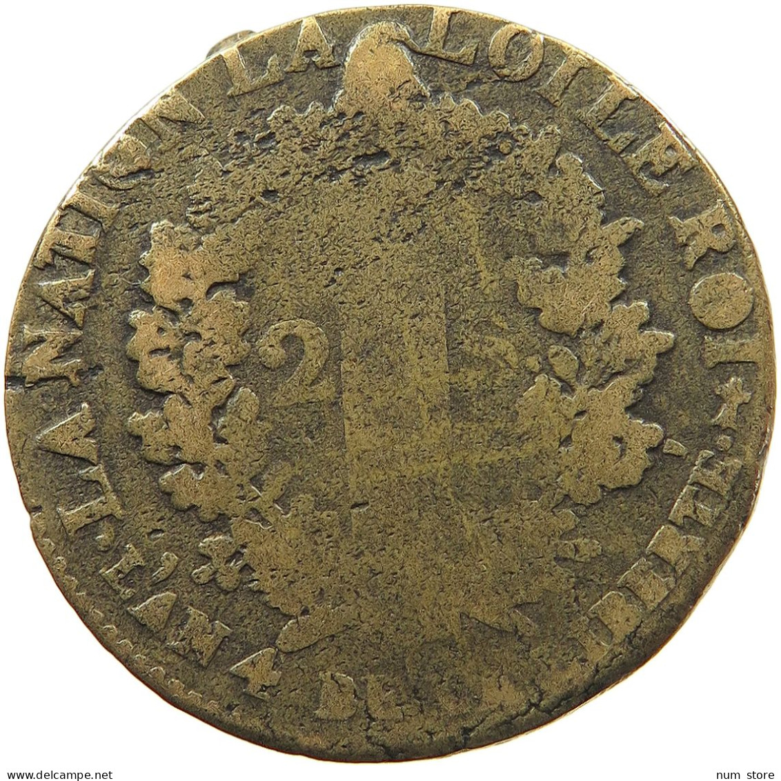 FRANCE 2 SOLS 1792 AA LOUIS XVI. (1774-1793) #MA 102031 - 1791-1792 Constitution