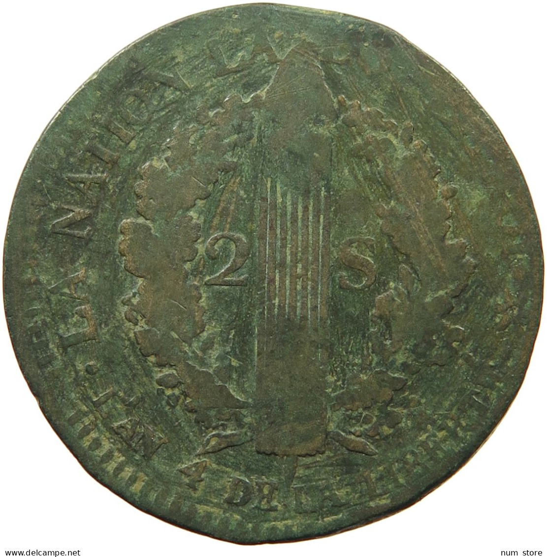 FRANCE 2 SOLS 1792 LOUIS XVI. #MA 001561 - 1791-1792 Constitution