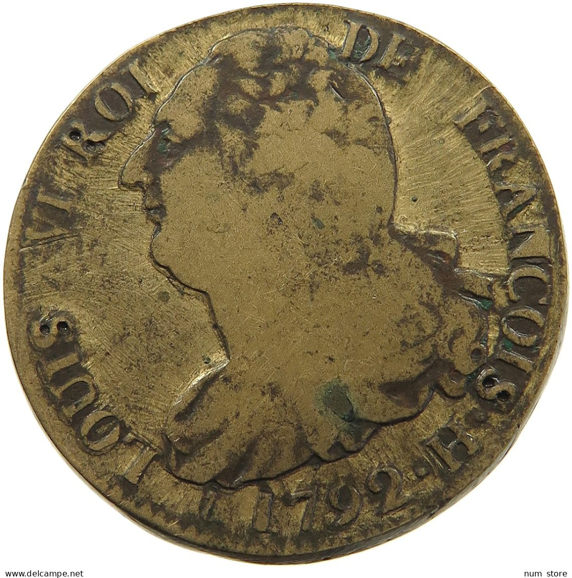 FRANCE 2 SOLS 1792 H LOUIS XVI. (1774-1793) #MA 102028 - 1791-1792 Constitución 