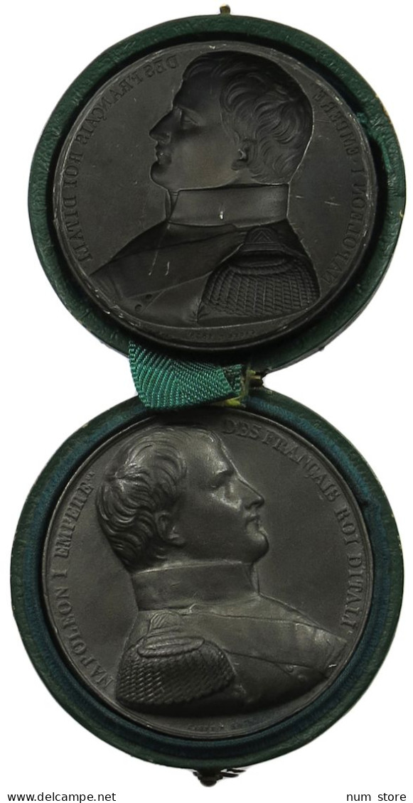 FRANCE 2 MEDAILLEN 1821 CAQUE MEDAL, TOD NAPOLEONS, ZWEI MEDALLEN PASST ZUSSAMEN #MA 003705 - Sonstige & Ohne Zuordnung