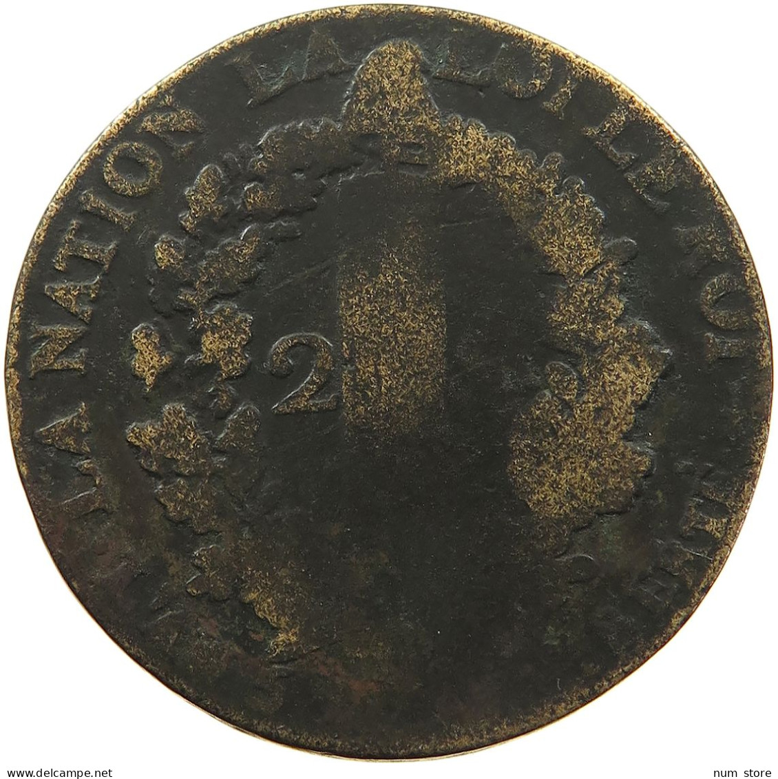 FRANCE 2 SOLS 1792 AA LOUIS XVI. (1774-1793) #MA 102029 - 1791-1792 Constitución 