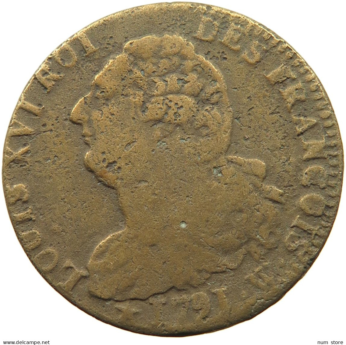 FRANCE 2 SOL 1791 W LOUIS XVI. (1774–1792) #MA 009650 - 1791-1792 Constitution (An I)
