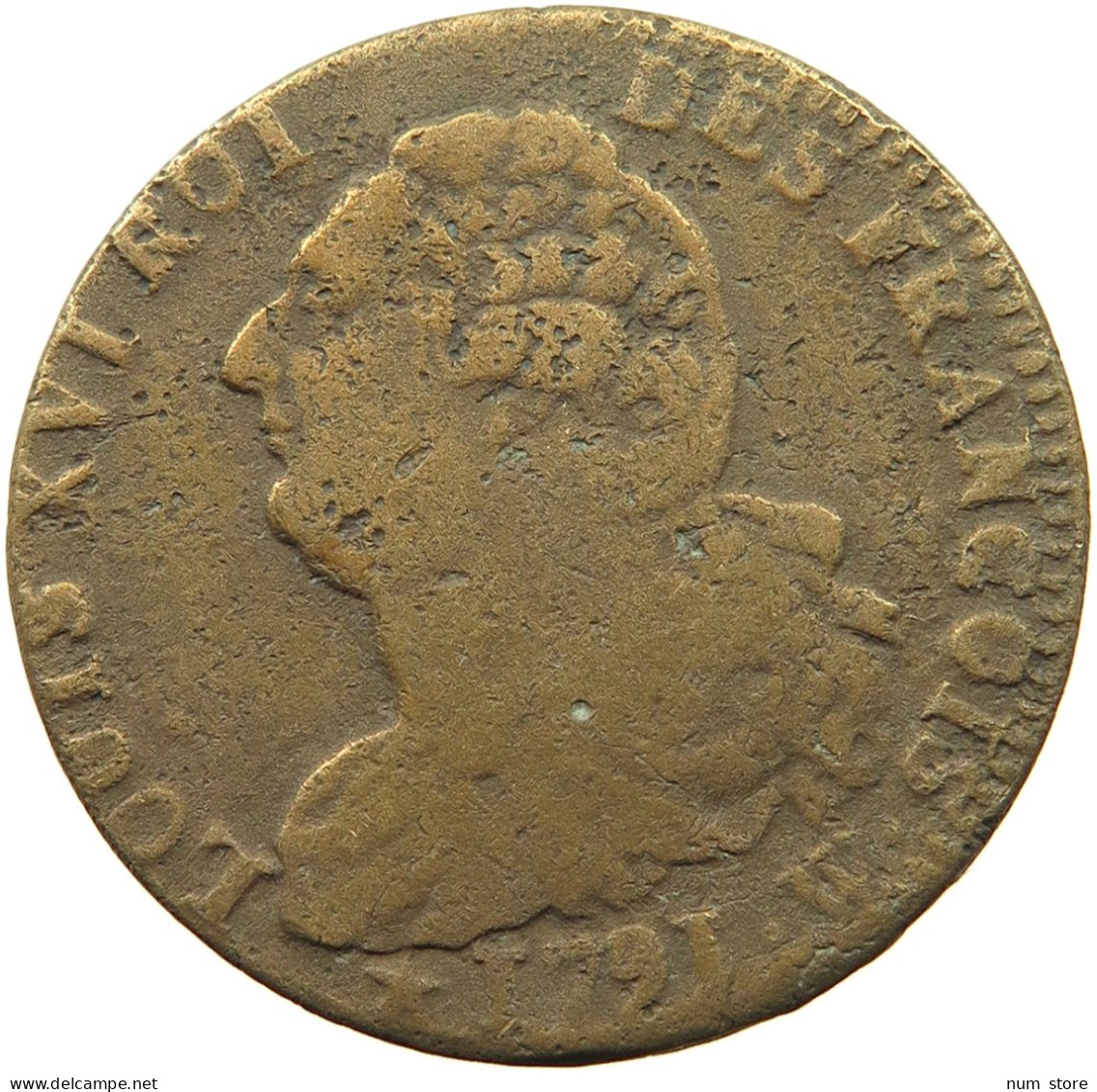 FRANCE 2 SOL 1791 W LOUIS XVI. (1774–1792) #MA 009650 - 1791-1792 Constitution