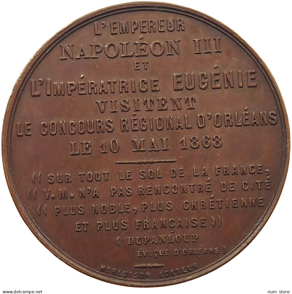 FRANCE MEDAILLE 1868 NAPOLEON III. EUGENIE ORLEANS #MA 020207 - Otros & Sin Clasificación