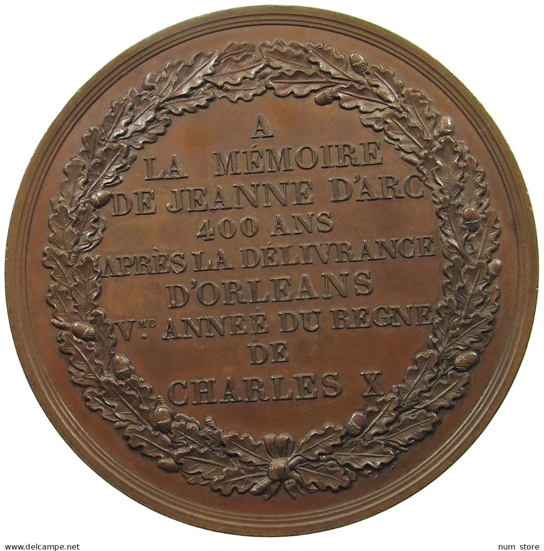 FRANCE MEDAILLE 1829 CHARLES X, 400ÈME ANNIVERSAIRE DE LA LIBÉRATION D'ORLÉANS PAR JEANNE D'ARC, 1829 #MA 020322 - Autres & Non Classés