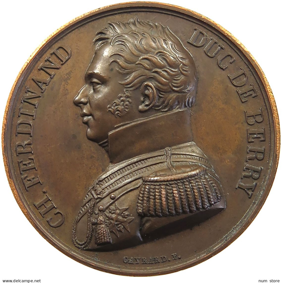 FRANCE MEDAILLE 1820 LOUIS XVIII MÉDAILLE, MORT DE CHARLES FERDINAND DUC DE BERRY #MA 020049 - Andere & Zonder Classificatie