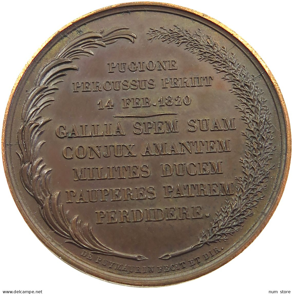 FRANCE MEDAILLE 1820 LOUIS XVIII MÉDAILLE, MORT DE CHARLES FERDINAND DUC DE BERRY #MA 020049 - Altri & Non Classificati