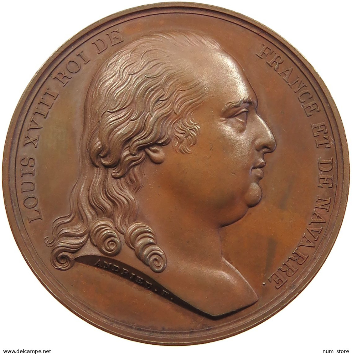 FRANCE MEDAILLE 1814 BRONZEMEDAILLE 1814 VON ANDRIEU UND BRENET, AUF DEN EINZUG LOUIS XVIII. #MA 020046 - Sonstige & Ohne Zuordnung