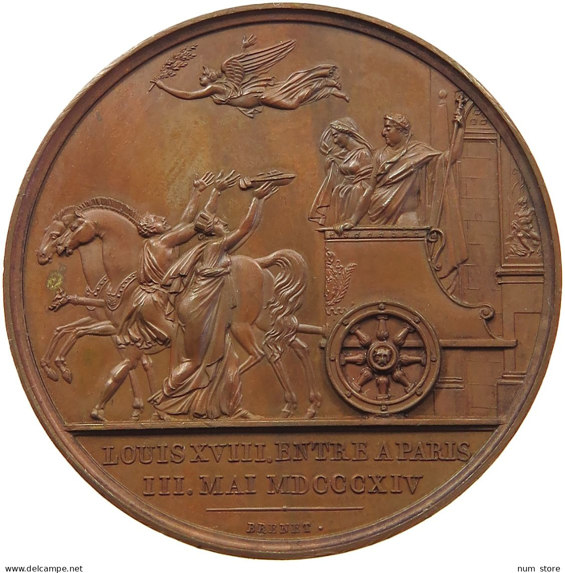 FRANCE MEDAILLE 1814 BRONZEMEDAILLE 1814 VON ANDRIEU UND BRENET, AUF DEN EINZUG LOUIS XVIII. #MA 020046 - Altri & Non Classificati