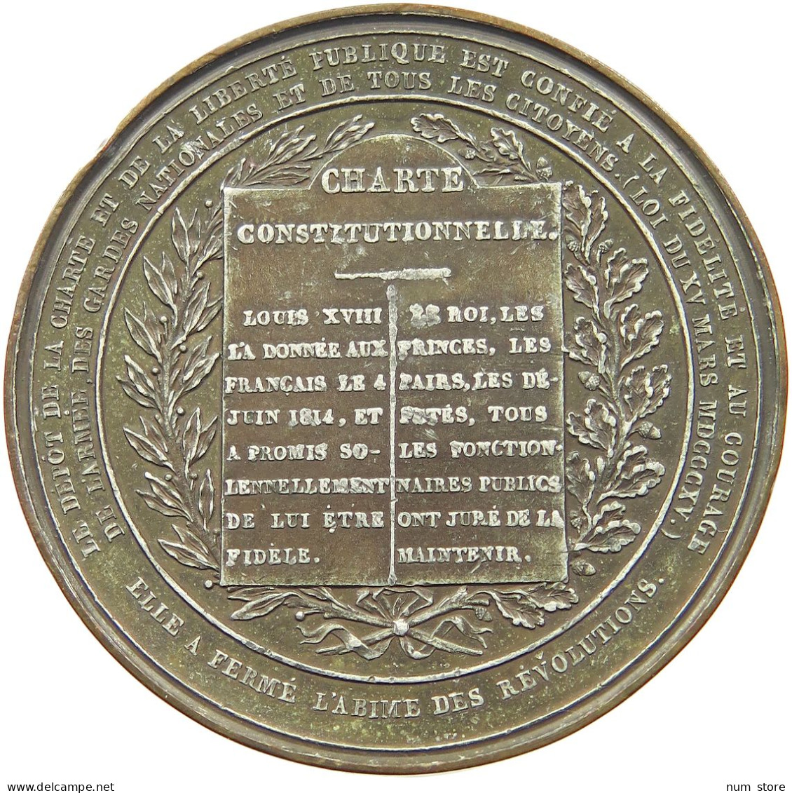 FRANCE MEDAILLE 1814 LOUIS XVIII OPPOSITION À LA LOI DU DOUBLE VOTE #MA 020313 - Autres & Non Classés