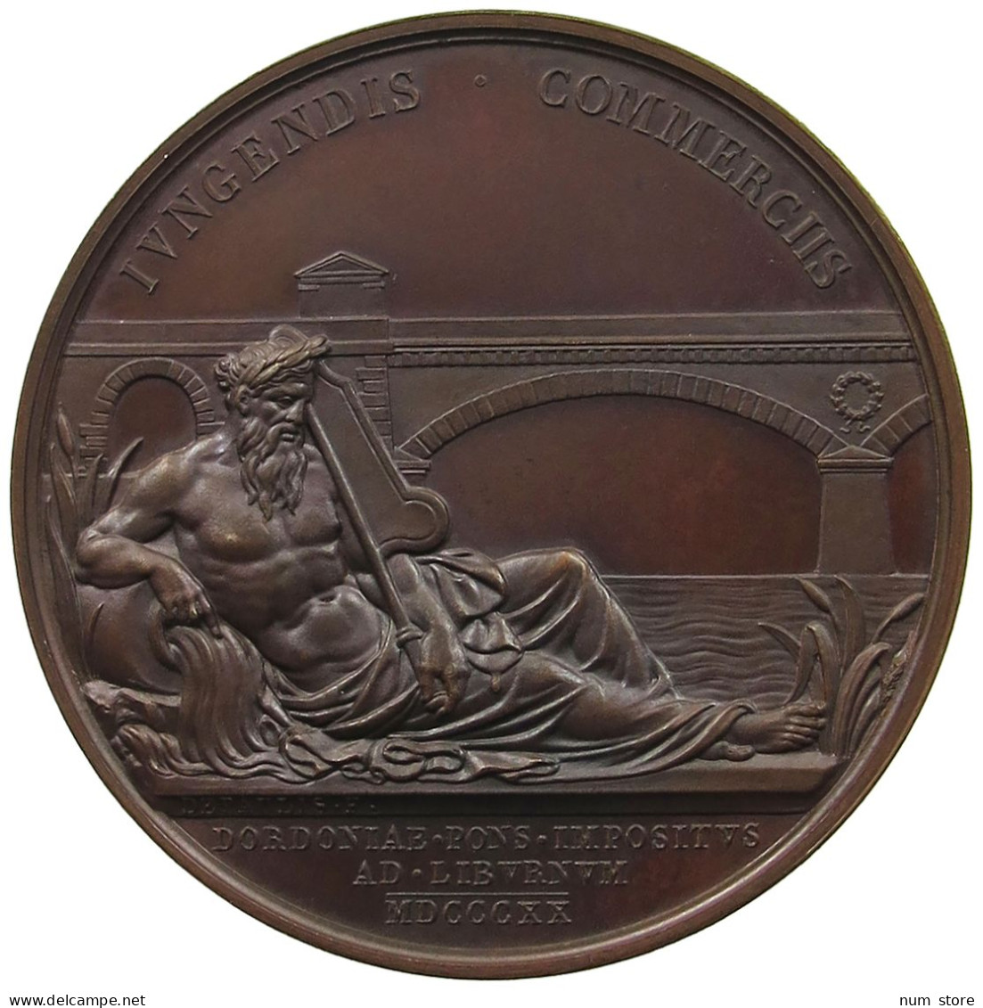 FRANCE MEDAILLE 1820 LOUIS XVIII, PONT SUR LA DORDOGNE, 1820 PARIS #MA 020349 - Andere & Zonder Classificatie