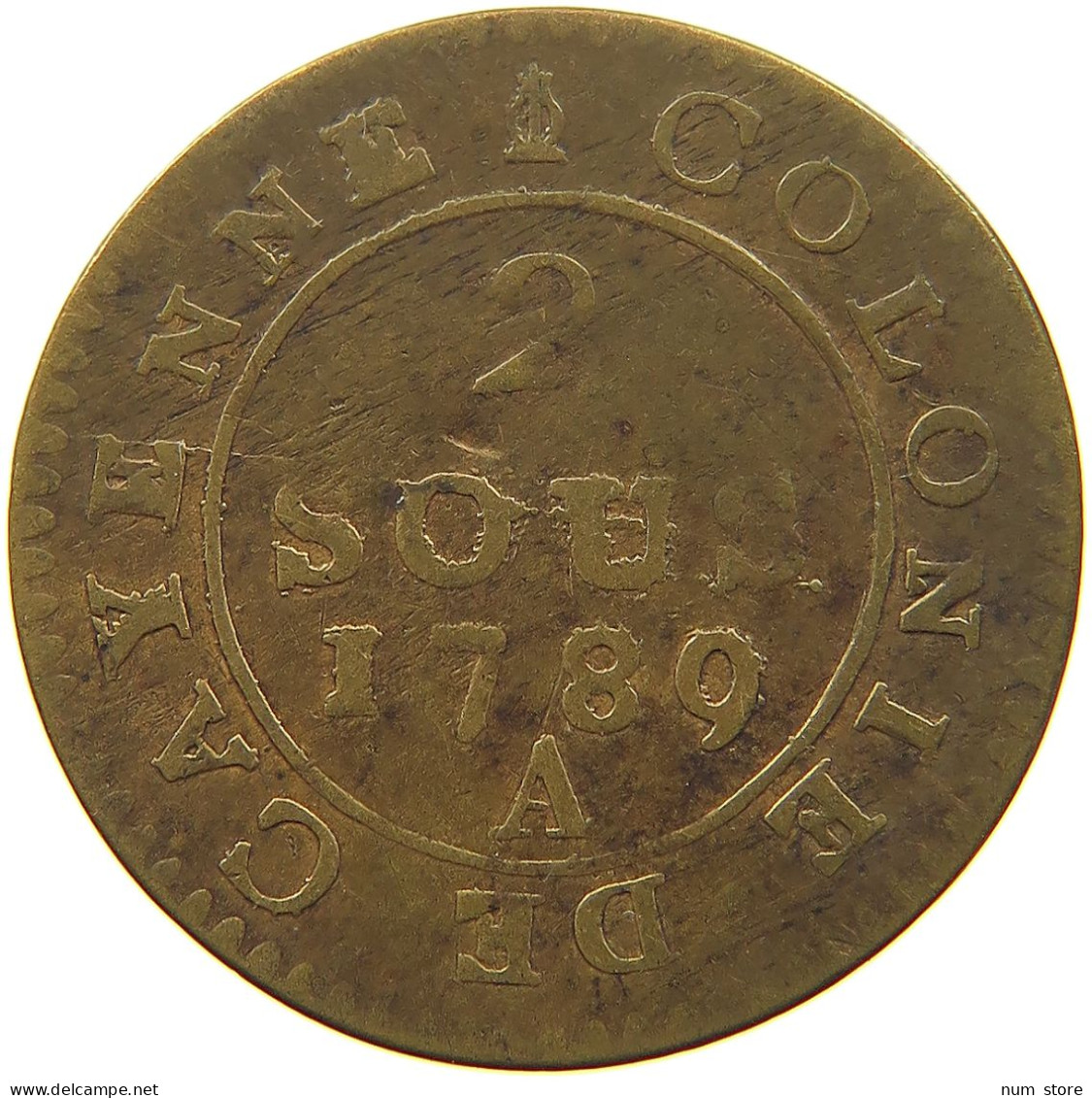 FRENCH GUIANA 2 SOUS 1789 A  #MA 100982 - Frans-Guyana