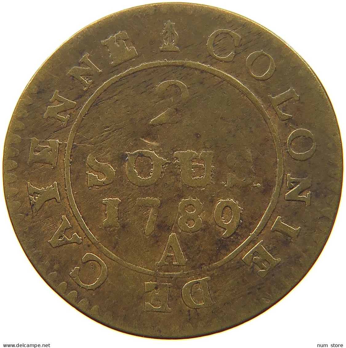 FRENCH GUIANA 2 SOUS 1789 A  #MA 100982 - Guyane Française