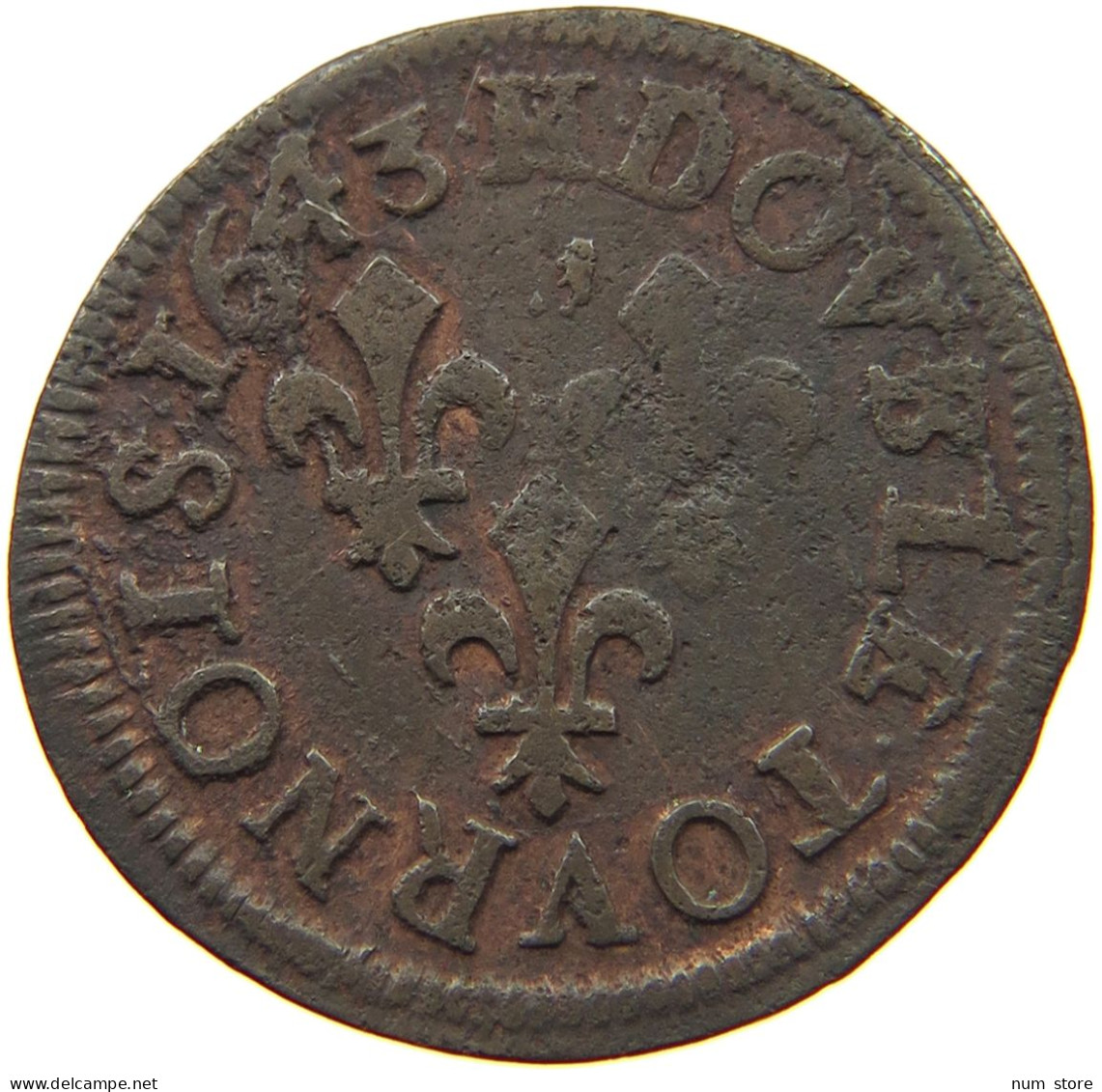 FRANCE TOURNOIS 1643 LOUIS XIII. #MA 001663 - 1610-1643 Luis XIII El Justo