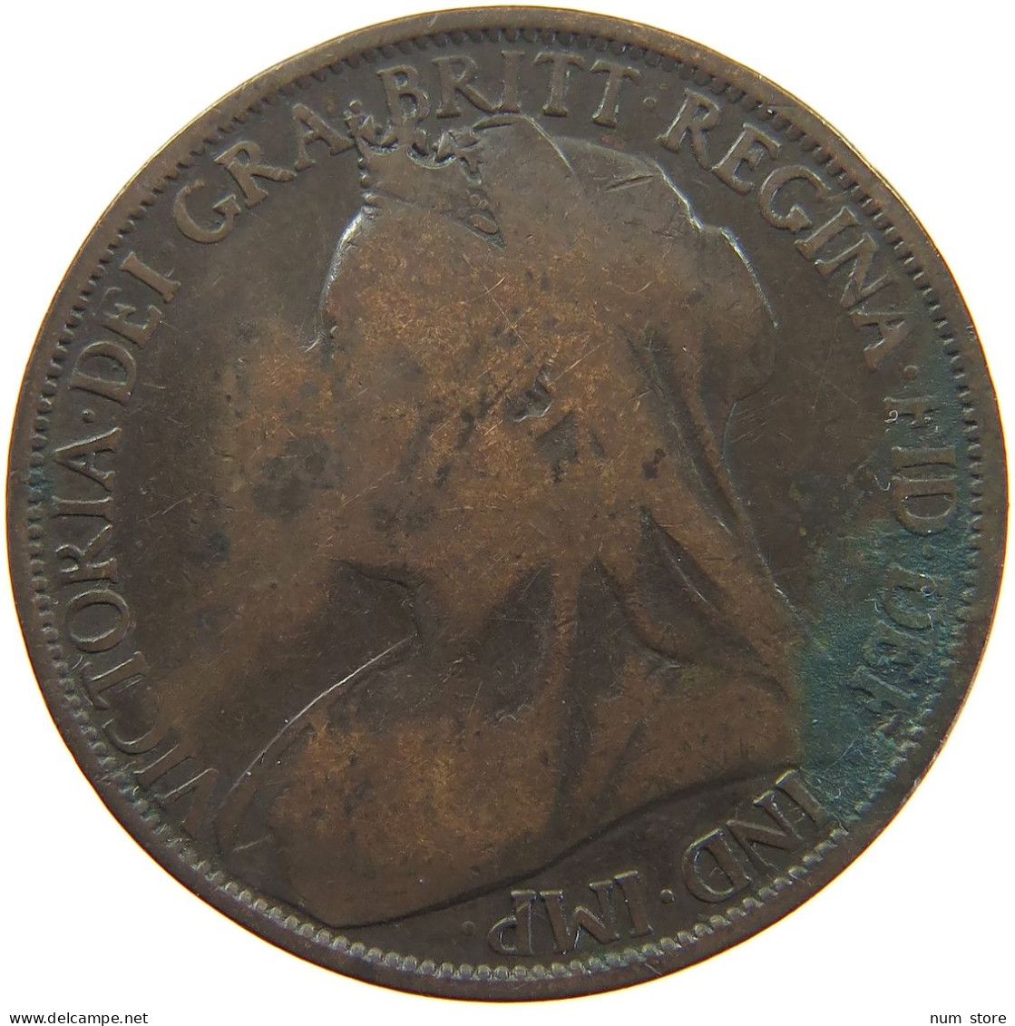 GREAT BRITAIN PENNY 1900 VICTORIA 1837-1901 COUNTERMARKED MCDOWELL BROS DUBLIN AND OTHER 2 #MA 067745 - D. 1 Penny