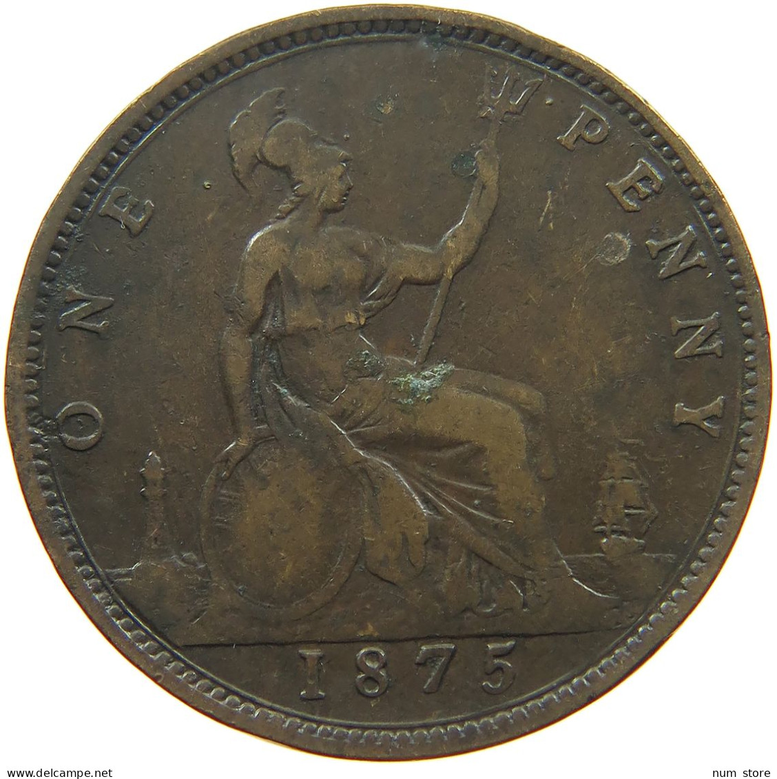 GREAT BRITAIN PENNY 1875 VICTORIA 1837-1901 #MA 101845 - D. 1 Penny