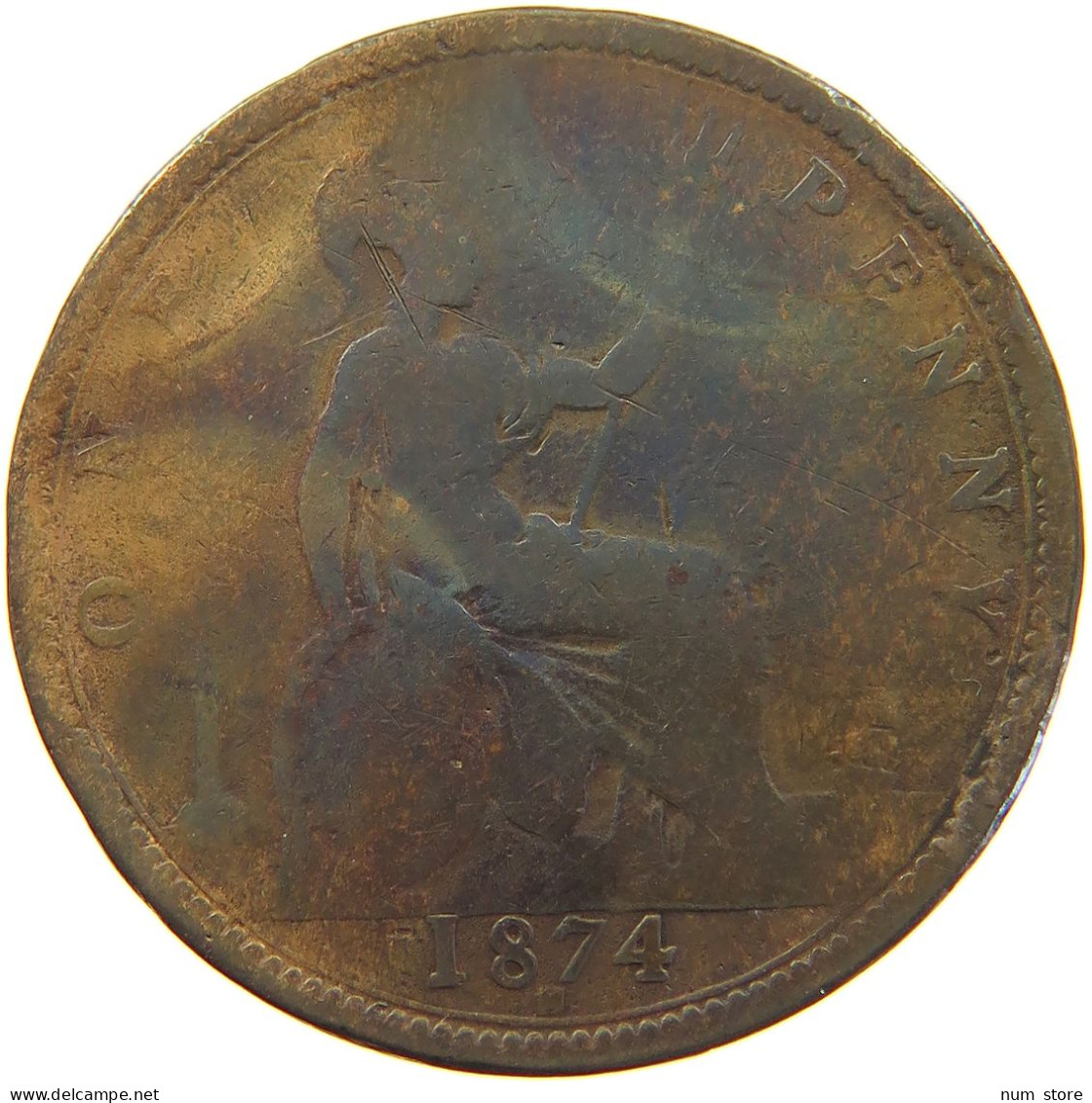 GREAT BRITAIN PENNY 1874 H VICTORIA 1837-1901 #MA 063513 - D. 1 Penny