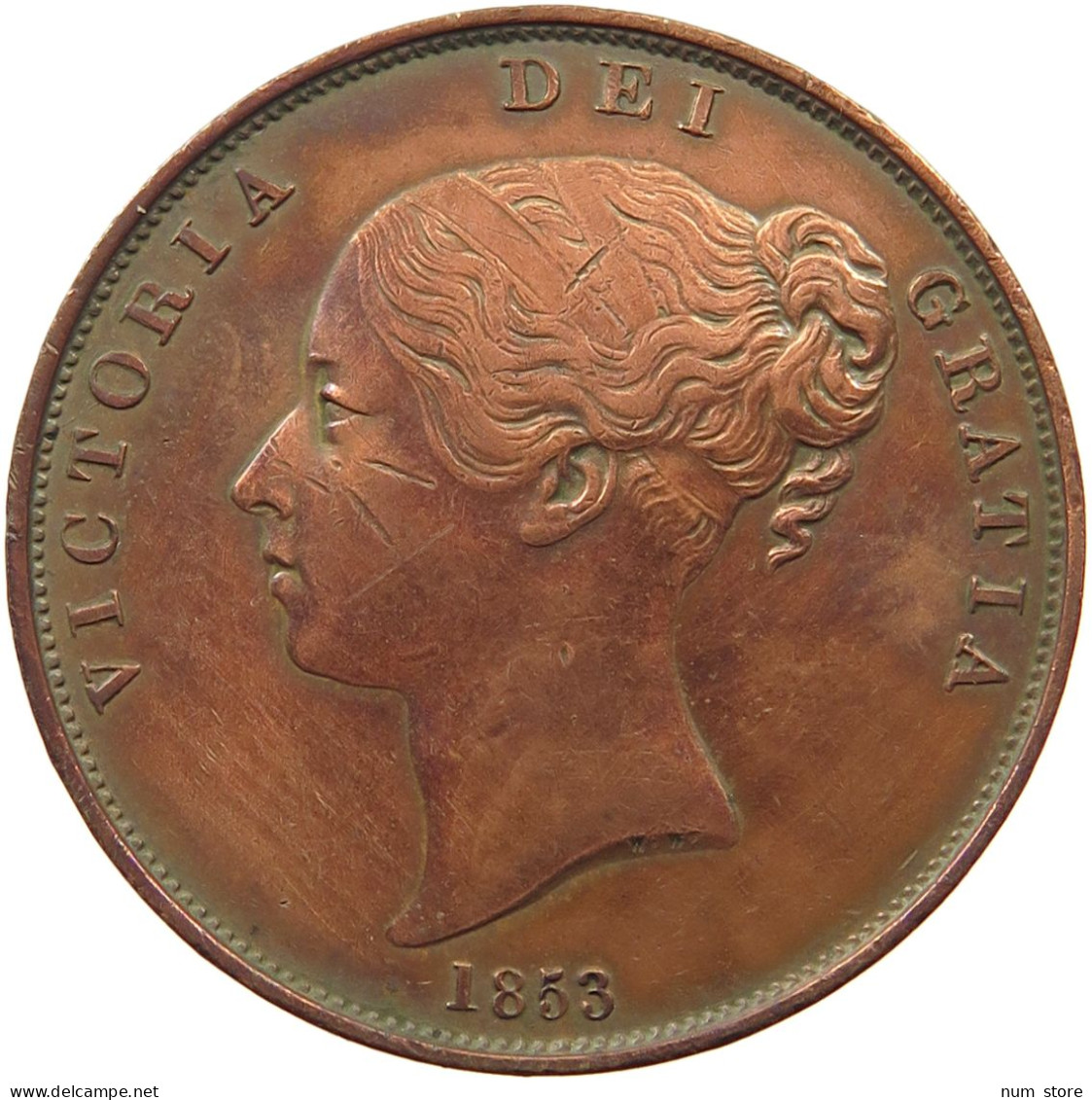 GREAT BRITAIN PENNY 1853 VICTORIA 1837 - 1901 #MA 004678 - D. 1 Penny